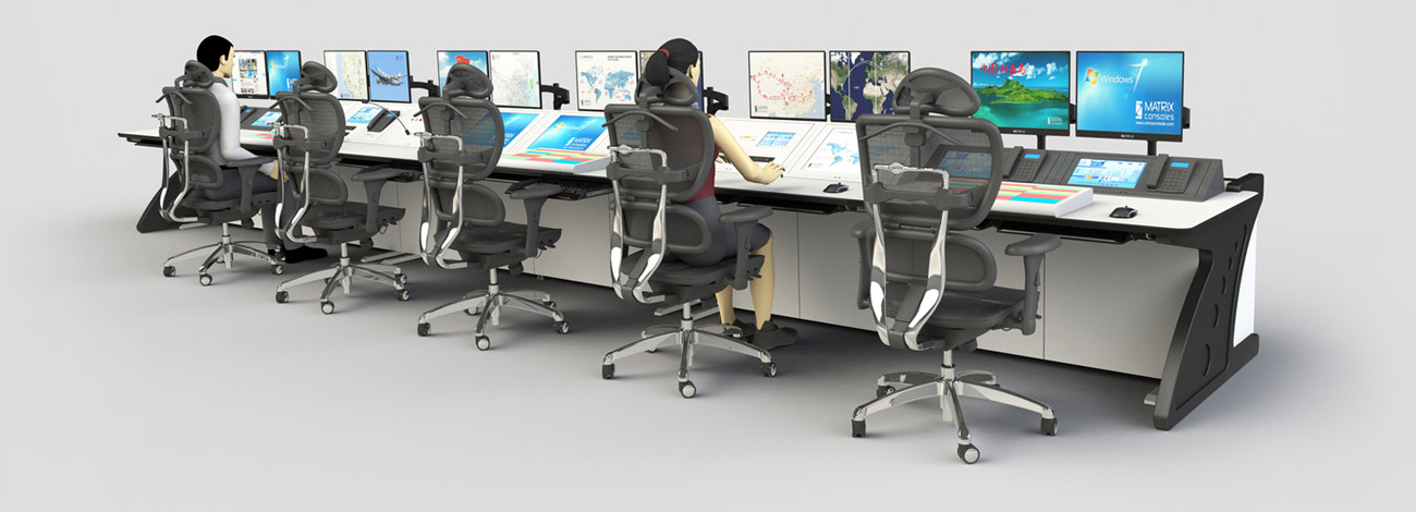 工業(yè)中控室操作臺(tái)效果圖片